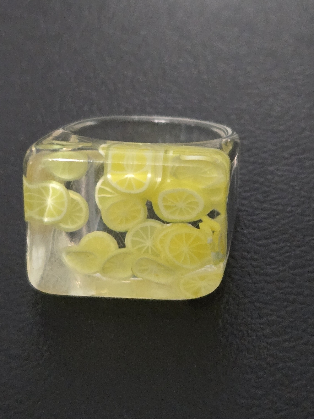 Clear Resin Lemon Slice Ring - Yellow